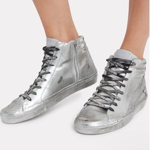SOLD Golden Goose Silver Slide High-Top Sneakers